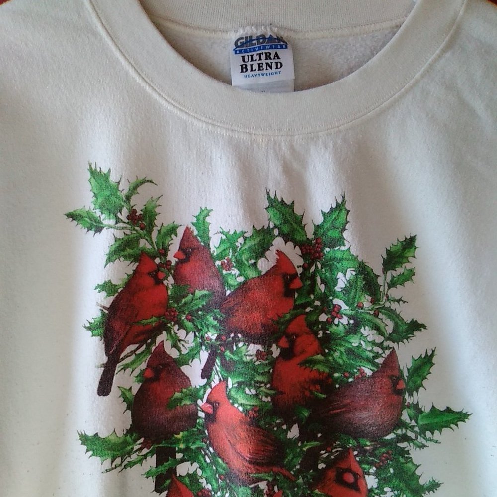 Cheerful Winter Cardinals Sweatshirt Ladies' XL